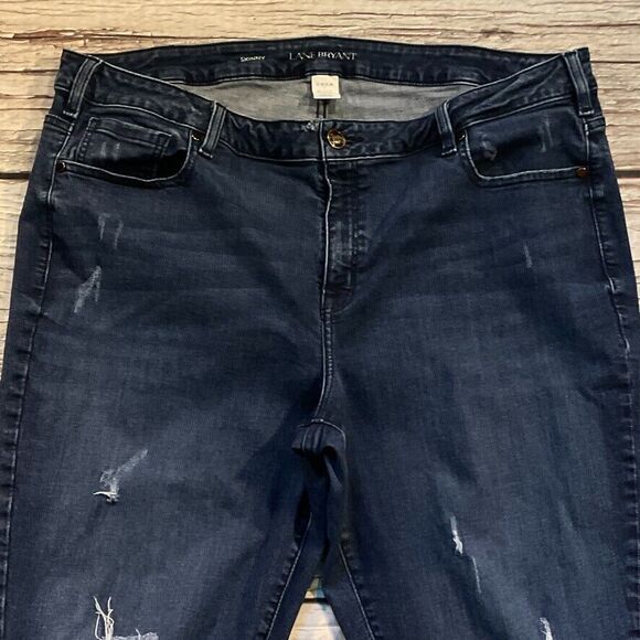 Lane Bryant Womens Jeans sz 22 Dark Wash Denim Skinny Ankle x27" Frayed Stretch - Picture 3 of 11